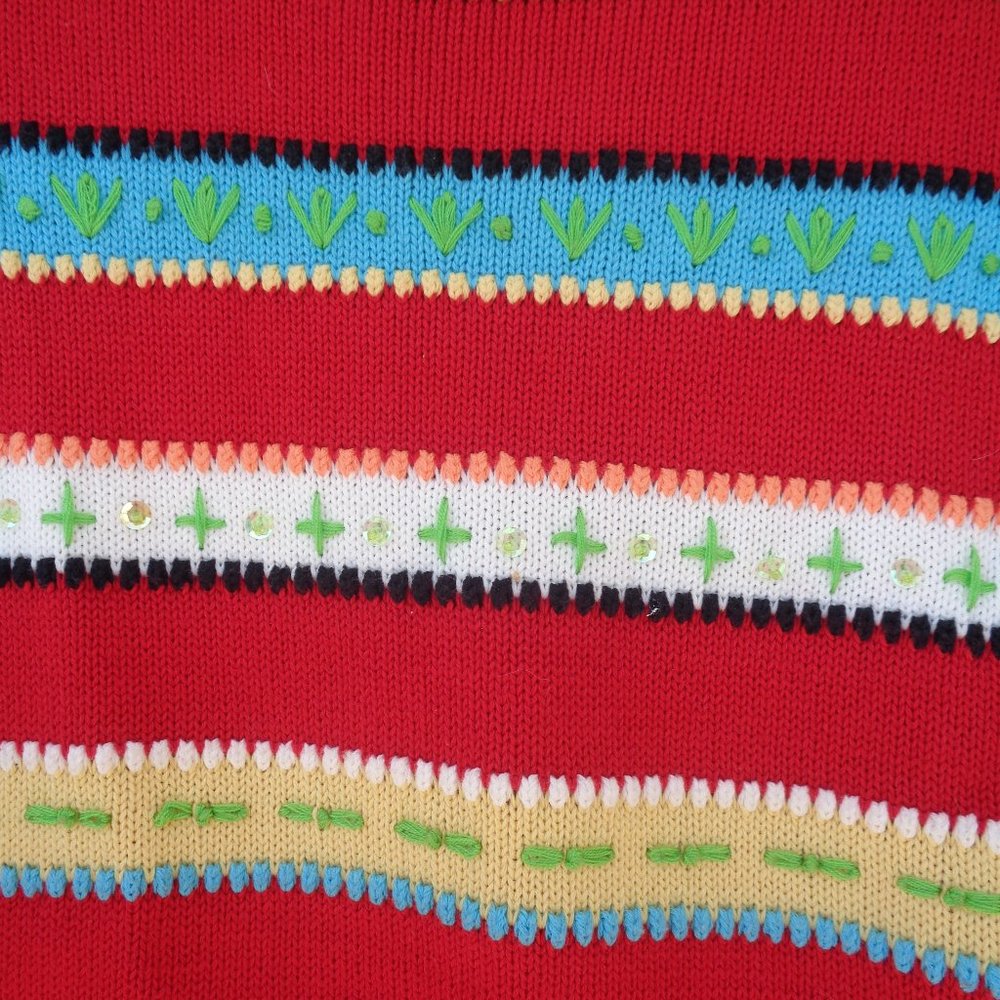 VINTAGE embroidered & sequin detail 90s sweater - Picture 4 of 10